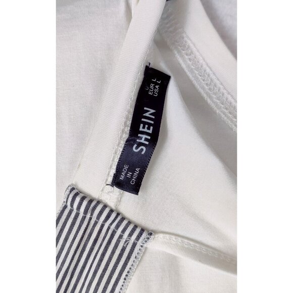 Shein Blouse Ruffel & Lace Edging Flair Cotton Cottage Preppy Bow in Back - Picture 6 of 9